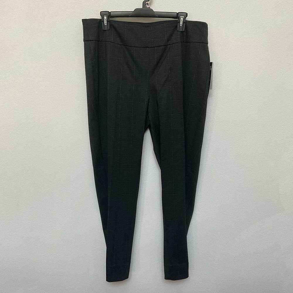 NWT Zac & Rachel Black, Grey Plaid Figure Defining Cropped Pants Size 1X Office
